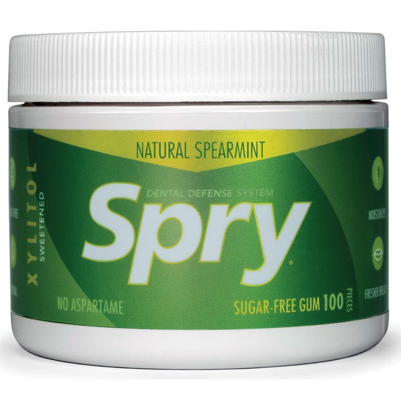 Spry Fresh Natural Xylitol Chewing Gum Dental Defense System - Aspartame-Free, Sugar-Free, Non-GMO, Gluten-Free (Spearmint, 100 Count - Pack of 1) - Image 1